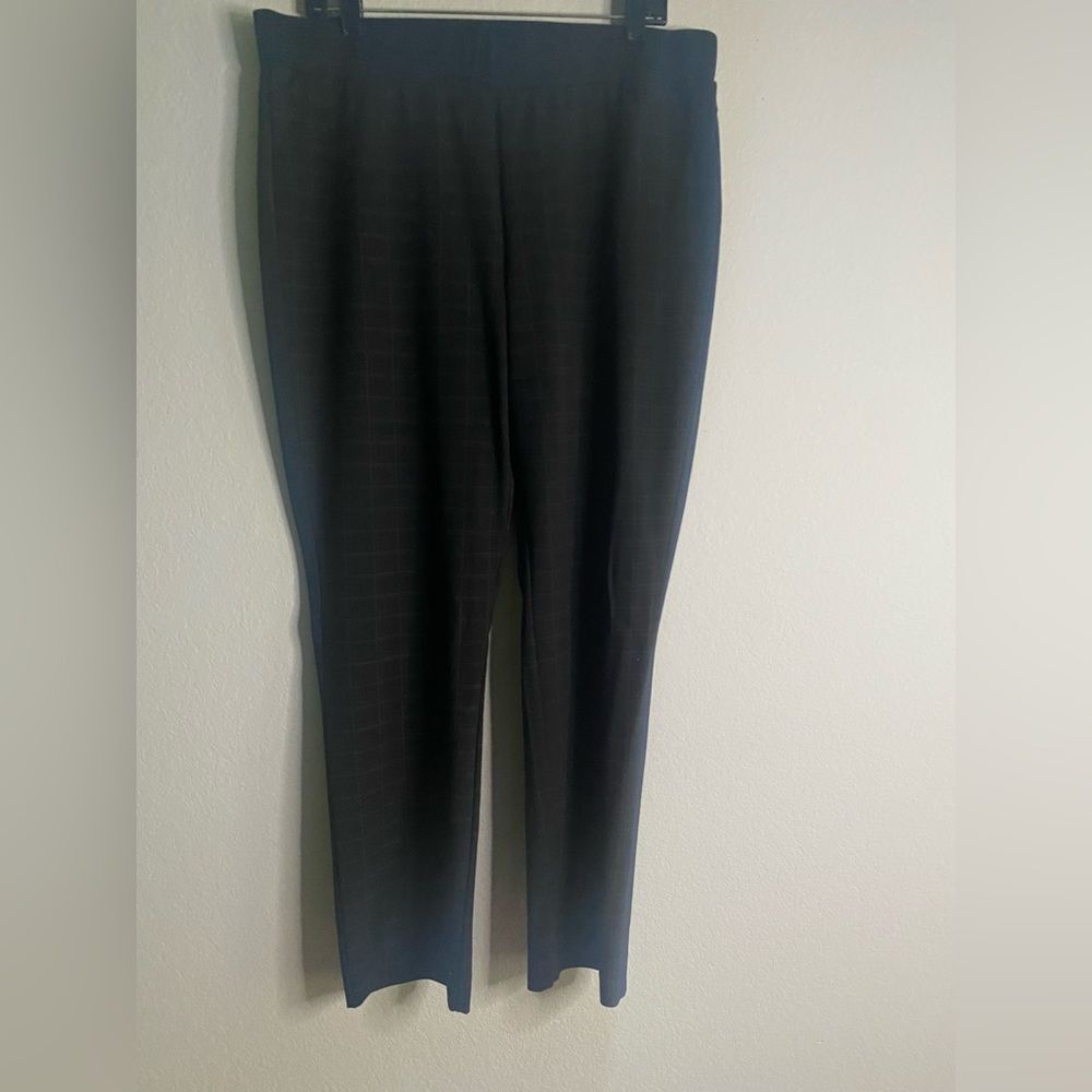 Women’s Black Plaid Striped Ponte Straight Pants Size 16